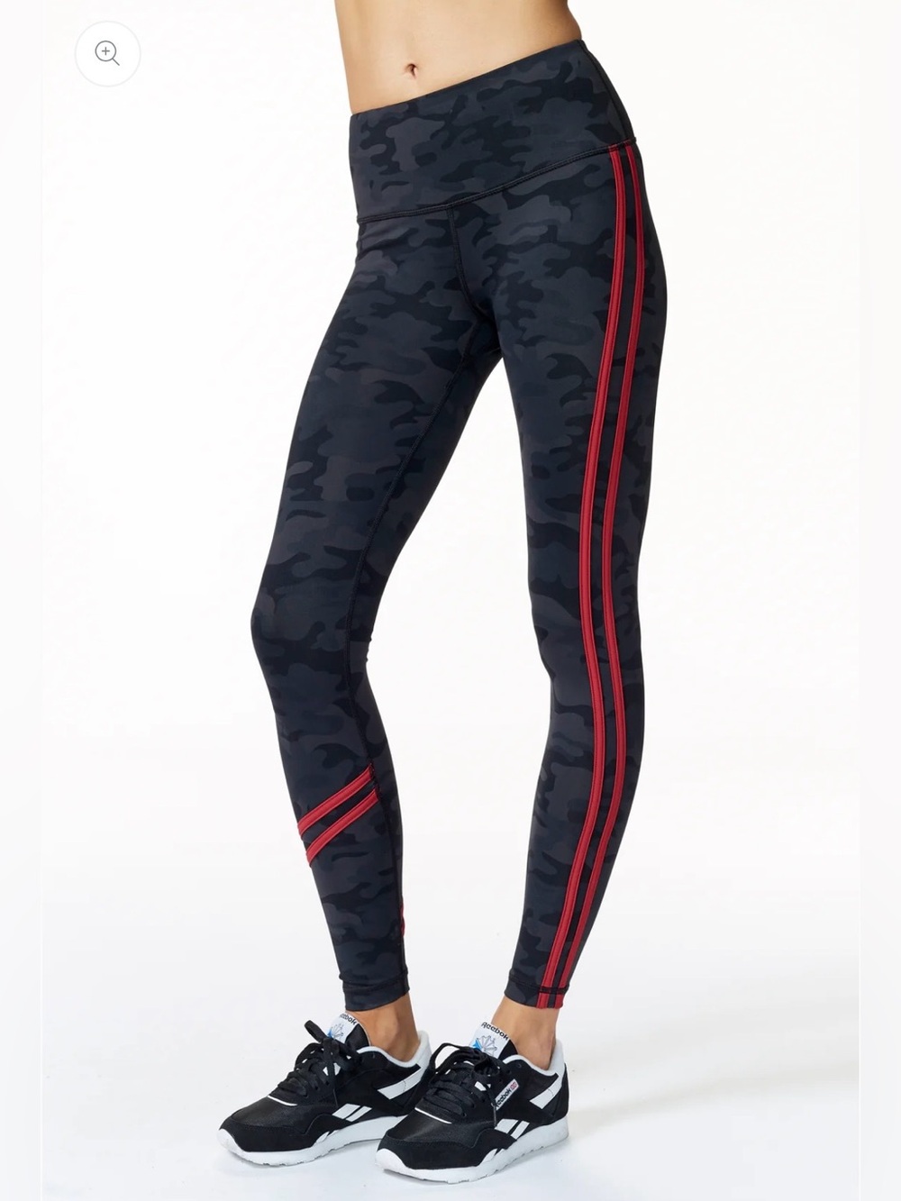 DARK CAMO LEGGING, red side stripes, black -Vimmia, size Medium, M
